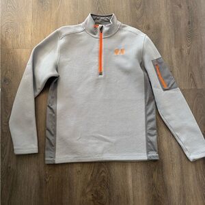 Under Armour Men's Light Gray and Orange Zip-Up Sweater